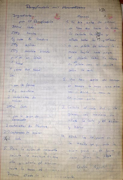 La receta de puño y letra de Patrik