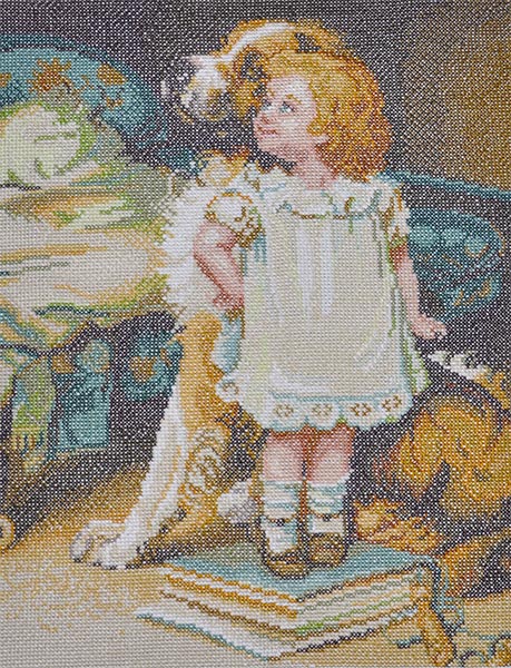 Niña y perro Niña y perro de 31 cm por 40 cm